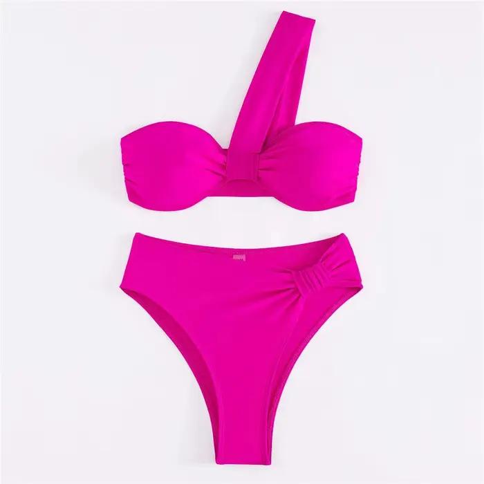 Marron une épaule Bikini taille haute Sexy maillot De bain femmes 2026 maillots