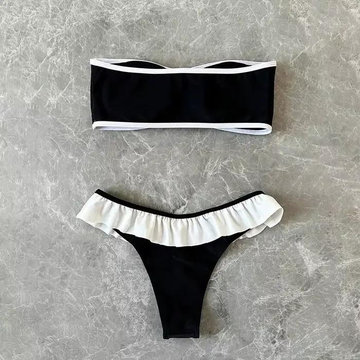 Maillot de bain deux pièces sans bretelles pour femme