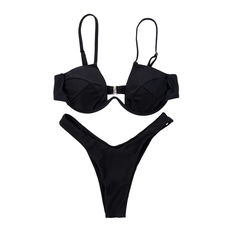 Bikini pour femmes été couleur unie Push Up Bandeau soutien-gorge pansement Y2k Style femmes maillot