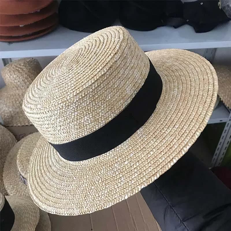 Chapeau de plage classique avec ruban et nœud papillon pour femmes, chapeau de soleil d'été à large