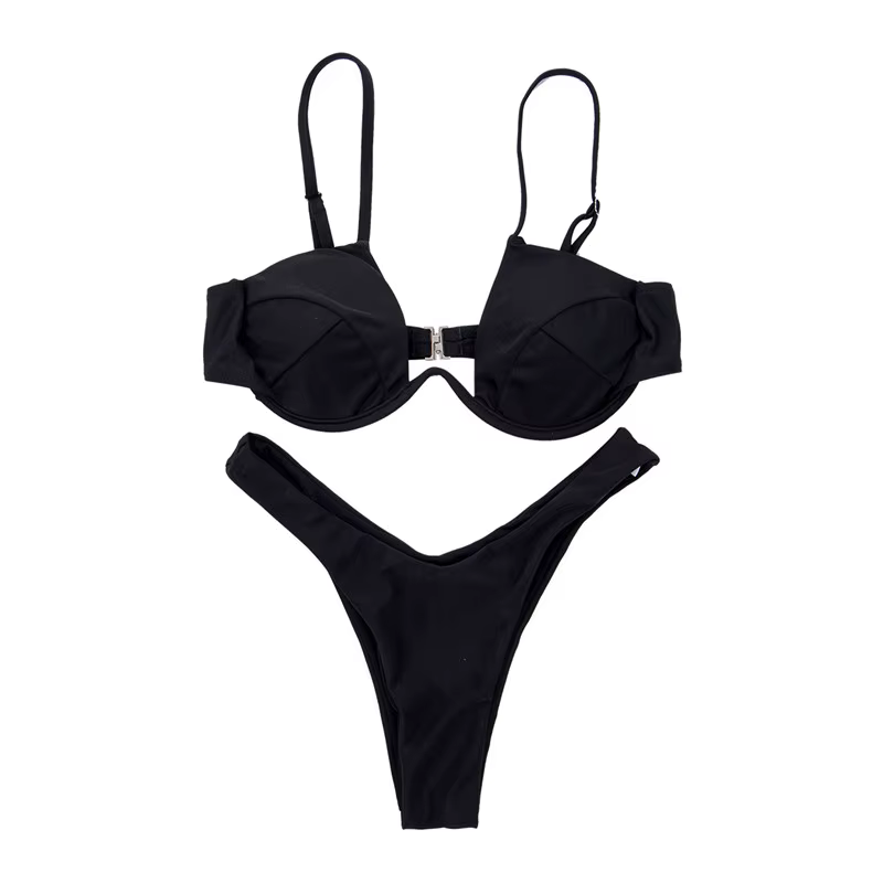 Bikini pour femmes été couleur unie Push Up Bandeau soutien-gorge pansement Y2k Style femmes maillot
