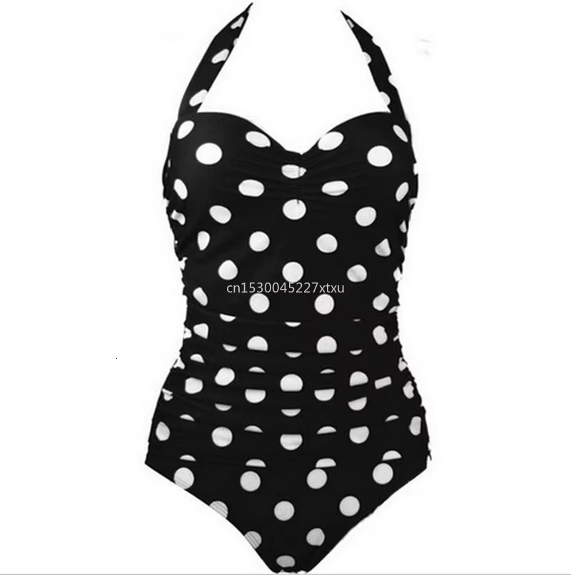 Grande taille une pièce Maillot De Bain rétro Dot maillots De Bain femmes Hater pleine grande taille