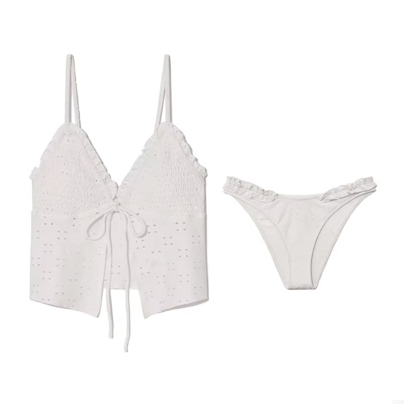 Femmes Push Up Maillots Bain Plissé Maillot bain Deux Pièces Maillot Bain À Découpe Dames Taille Bas