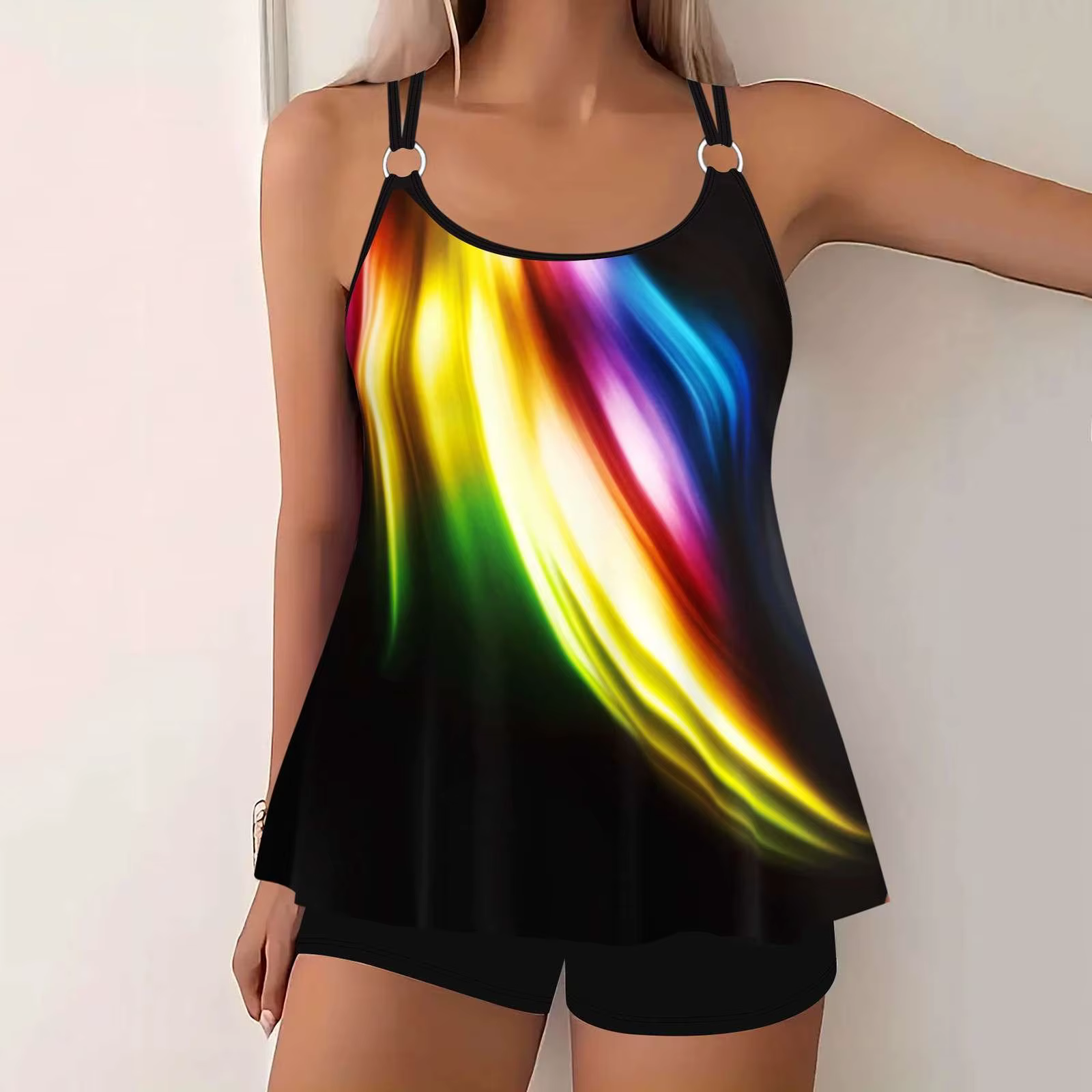 Maillot de bain deux pièces grande taille pour femme, tankini amincissant, couvrant le ventre, avec 